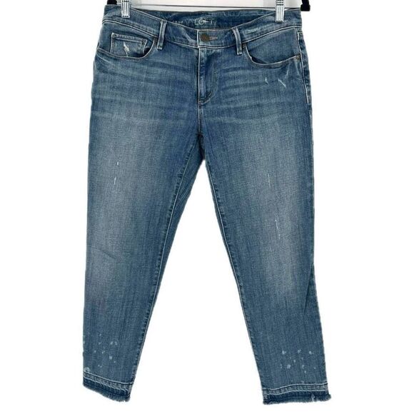Loft Women's Relaxed Fit Skinny Cropped Jeans Blue Denim Medium Wash Size 27/4 - Picture 1 of 13